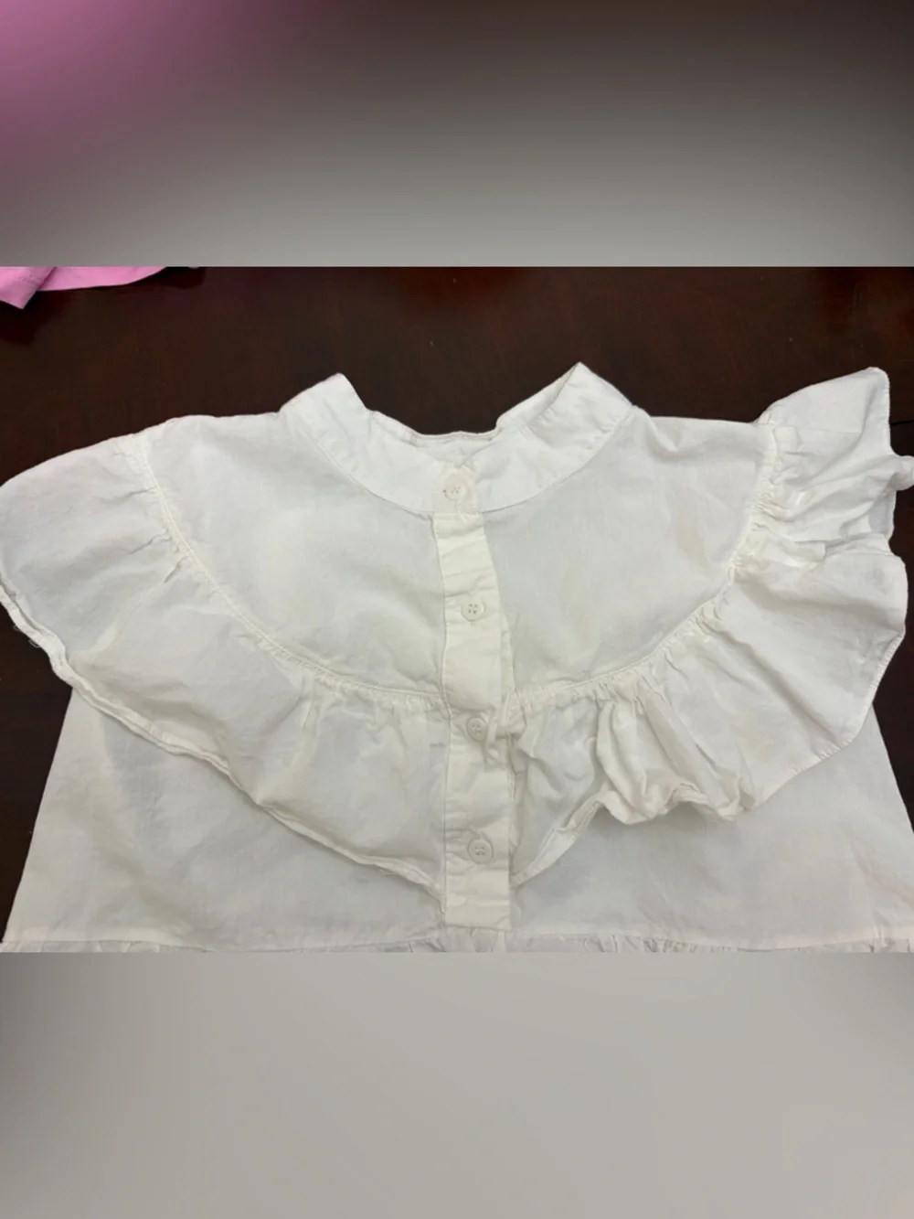 White Ruffled  Blouse - Picture 2 of 3